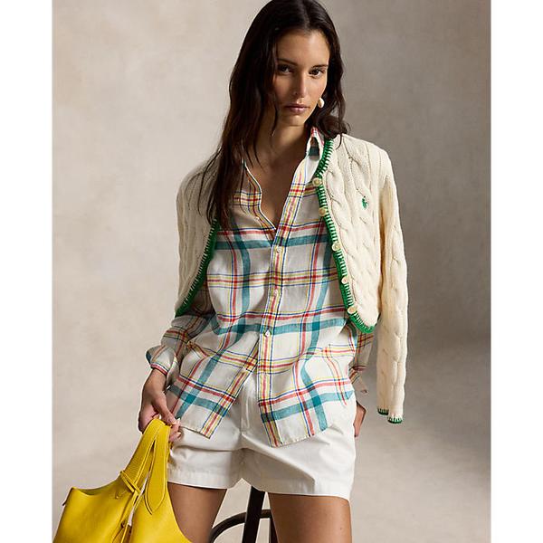 여성 클래식핏 플래드 리넨 셔츠(WMPOSHTNDO21172100)