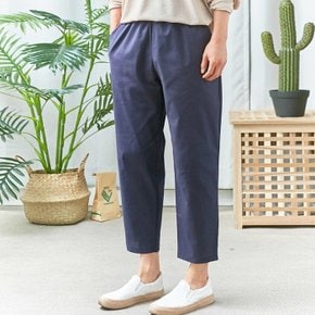 / 린넨 밴딩 9부 스판 와이드팬츠