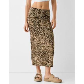 4729532 Bershka polyamide maxi skirt in leopard print