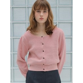 LOW NECK WAFFLE CARDIGAN / PINK