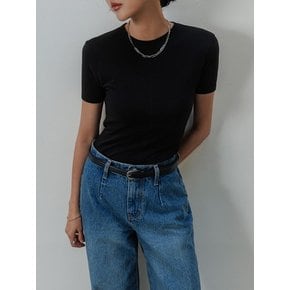 스티치 시스링 반팔 티셔츠 (블랙)
