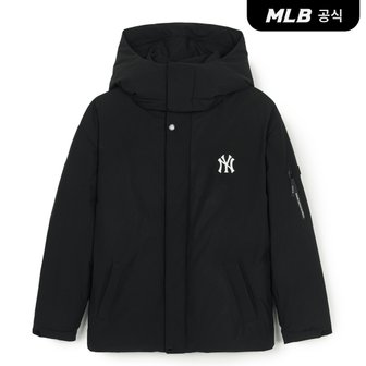 MLB [코리아공식] 베이직 빅레터링 후드 탈부착 속사시 중량 숏패딩 NY (Bk)