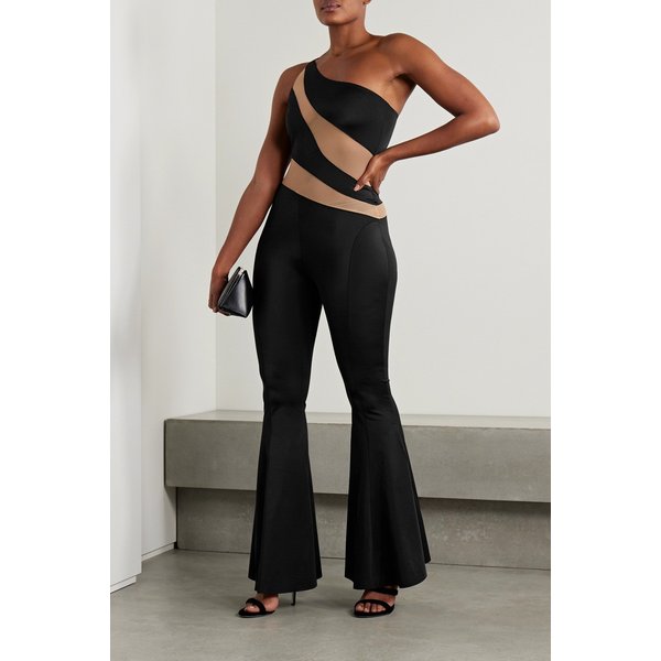 노마카말리 스네이크 원숄더 메쉬 패널 스트레치 저지 점프수트 1647597328078444