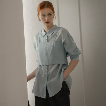 노운베러 Silky bustier blouse set_Blue