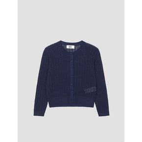 라인 블렌드 크루넥 스카시 니트 가디건 [UFJKCA256N-NAVY]