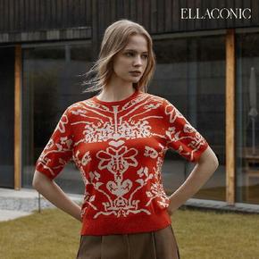 [런칭가69,000원→2만원 ↓] 엘라코닉 울실크 혼방 자카드 풀오버