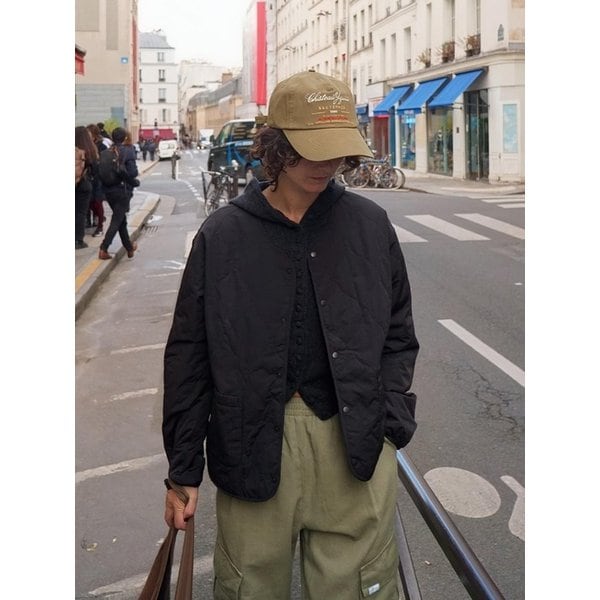 Pocket Snapbutton Quilting Jumper CSOj-105 (black) [Unisex]