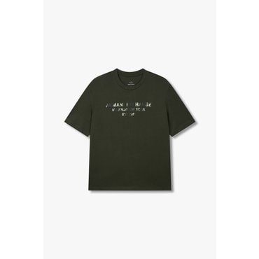 ARMANI EXCHANGE AX남성 배색 로고 프린트 티셔츠-그린(A414330009)