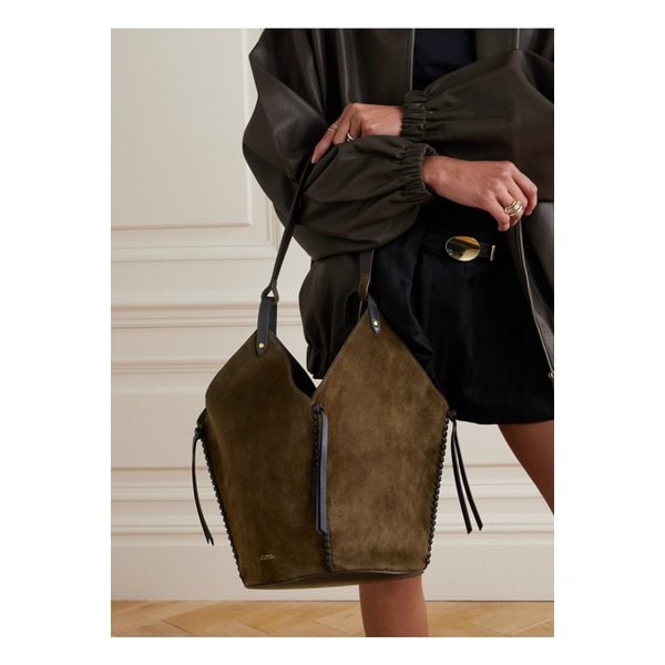 탬파 가죽 트리밍 스웨이드 토트 브라운 46376663162889758