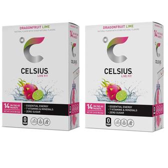  셀시어스 CELSIUS 라이브핏 에너지 파우더 드래곤프룻츠 라임맛 Powder Sticks 14개입x2팩