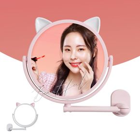 키밍 360도 회전 흡착 욕실 메이크업 고양이 거울