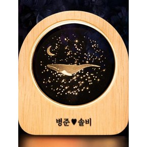 3D 원목 네잎클로버 각인 수정구 무드등