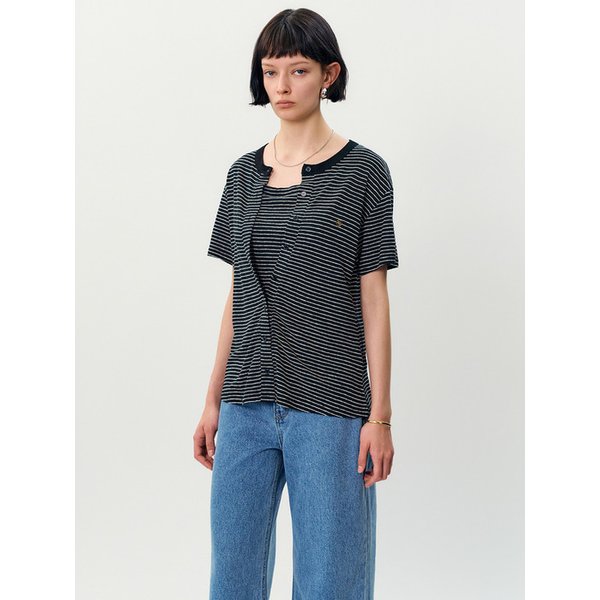 free stripe t-shirt _ Black