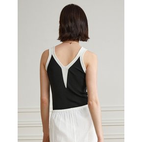 YY_Color-block knit sleeveless top