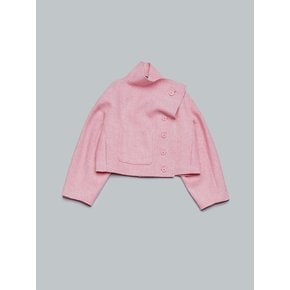 PINK FUNNEL NECK DOLMAN HARRIS TWEED JACKET