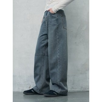 레더리 벌룬핏 와이드 데님 팬츠 [3COLOR]