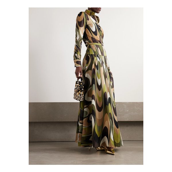 온다 프린트 코튼 모슬린 셔츠 그린 46376663162862116