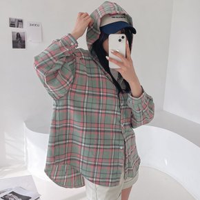 멜팅치즈 체크 후드 코튼 셔츠_S3183