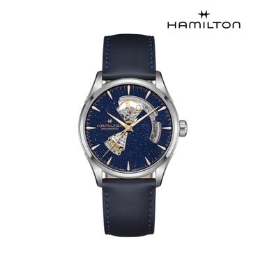 해밀턴 [공식] 재즈마스터 오픈하트 미드나잇 블루 42mm 레더 스트랩 H32705640