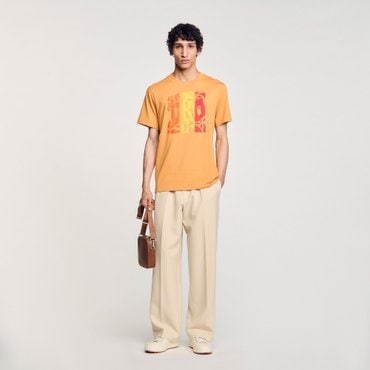 산드로옴므 [SANDRO HOMME] 웨이브 프린트 코튼 티셔츠 SH25S3MRR0765