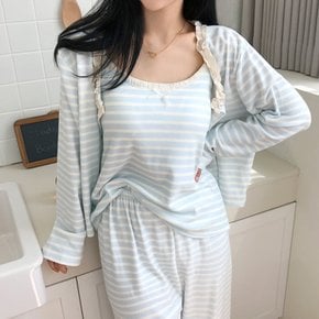/ 도톰한 피치기모 3피스 겨울 잠옷 파자마 홈웨어