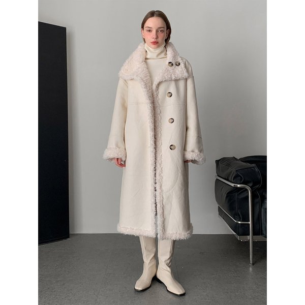 Reversible Faux Leather Fur Long Mustang (3colors) - VCOAT_086