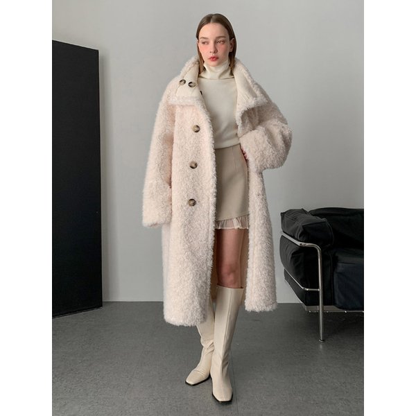 Reversible Faux Leather Fur Long Mustang (3colors) - VCOAT_086