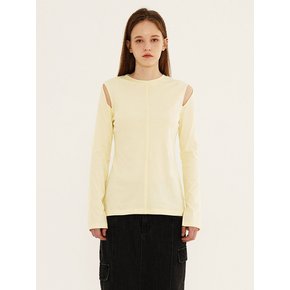 Shoulder Slit T-shirt in Yellow VW3SE254-52