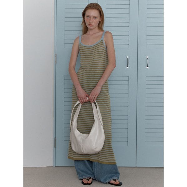 [6차] STRIPE SLEEVELESS KNIT DRESS_OLIVE