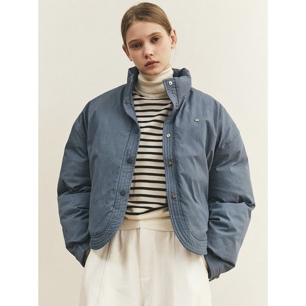 BUTTON-UP CURVE CROP PADDING_SKY BLUE