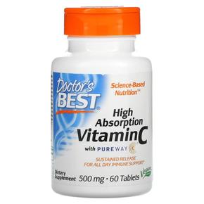 [해외직구] 닥터스베스트 하이 앱소프션 비타민C 500mg 60정 Doctor`s Best High Absorption Vitamin C with PureWay-C 500mg