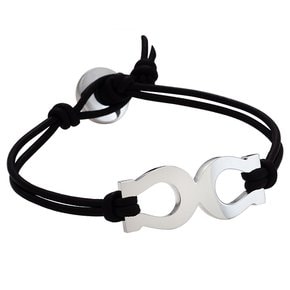 925 Silver Horsesho Leather Bracelet  -Male/Female