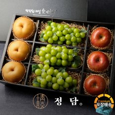 [배송일해피콜][직접배송]친환경포장 혼합 과일선물세트 (샤인머스켓/사과/배 - 5kg) / 실크보자기 포장+노리개 증정