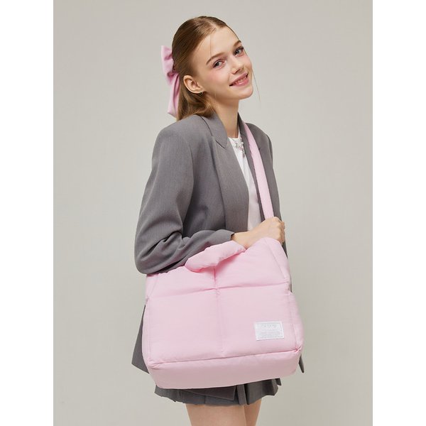 [리퍼브] 스퀘어 퀼팅 토트 크로스백 _ 핑크