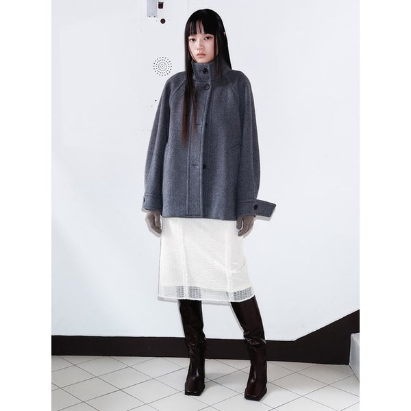 Volume Sleeve High Neck Coat  Grey (KE5X30M083)