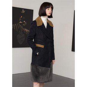 FAUX FUR HEM WOOL COAT[A]