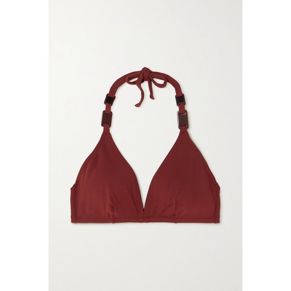 에레스 Plexi Cubic Embellished Triangle Halterneck Bikini Top 버건디 42247633207896039