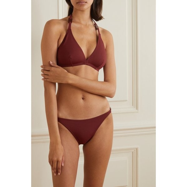 에레스 Plexi Cubic Embellished Triangle Halterneck Bikini Top 버건디 42247633207896039