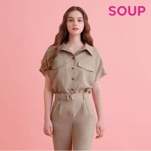 SOUP 래글런 슬리브 반팔 블라우스 OY5SSCA _P360783429