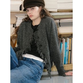 U Wool Fringe Detail Cardigan_Gray Pearl