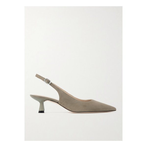 스튜어트 스컬프트 가죽 트리밍 스웨이드 슬링백 펌프스 46376663162892746