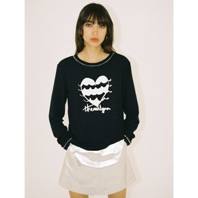 VINNY HEART WAVE LONG SLEEVE TOP_NAVY