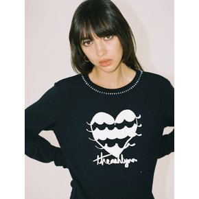 VINNY HEART WAVE LONG SLEEVE TOP_NAVY