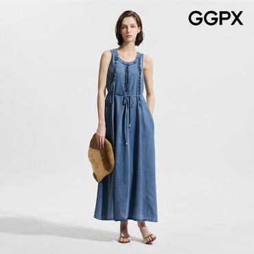 GGPX 웨이브 라인 데님 끈 원피스 (GP4OP082F)