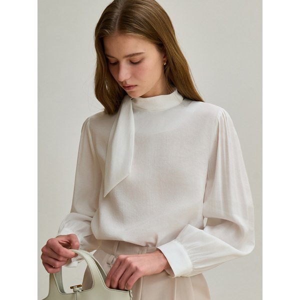 텐셀 타이넥 블라우스 화이트 J1926