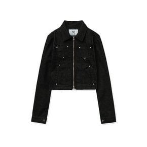 rivet denim jacket (black)