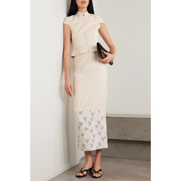 데스트리 밀라 자카드 데님 미디 스커트 46376663162974755