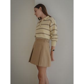 Cotton mini pleats skirt_Beige