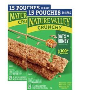 [해외직구] Nature Valley 네이처입밸리 크런치 그래놀라 바 오트 앤 허니 42g 30입 2팩