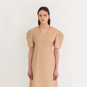 mono puff long dress beige